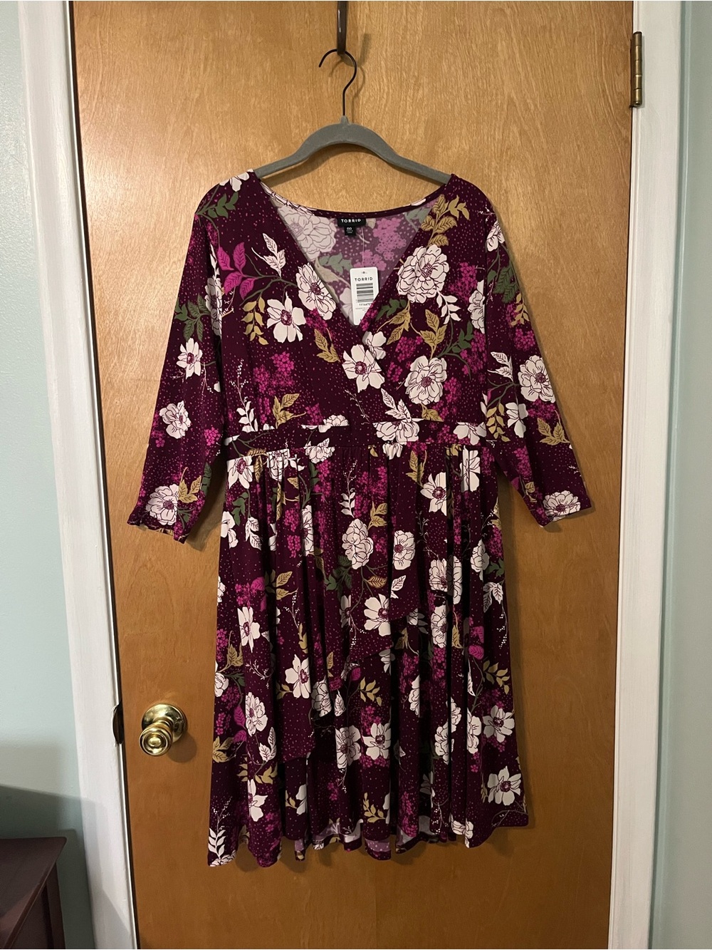 Torrid Women’s Plus-Size Plum Purple Floral Faux-Wrap Mini Dress | Size 00